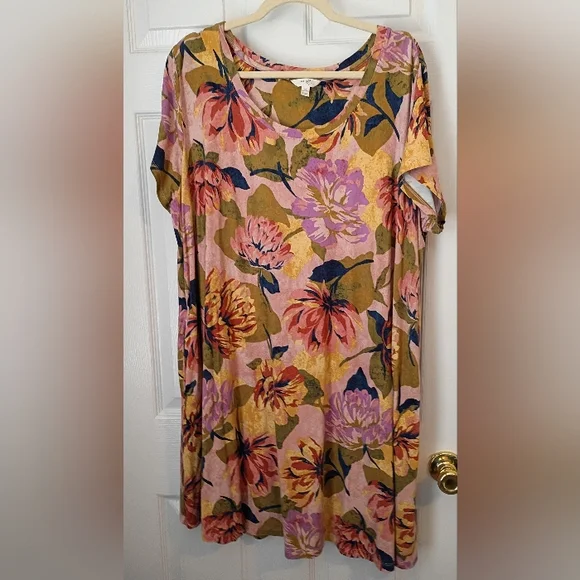 Terra & Sky Multicolor Floral Swing Dress - Picture 1 of 4